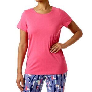 HUE Women's Scoop Neck Short Sleeve Pink Sleep T-Shirt Pajama Top (XL)